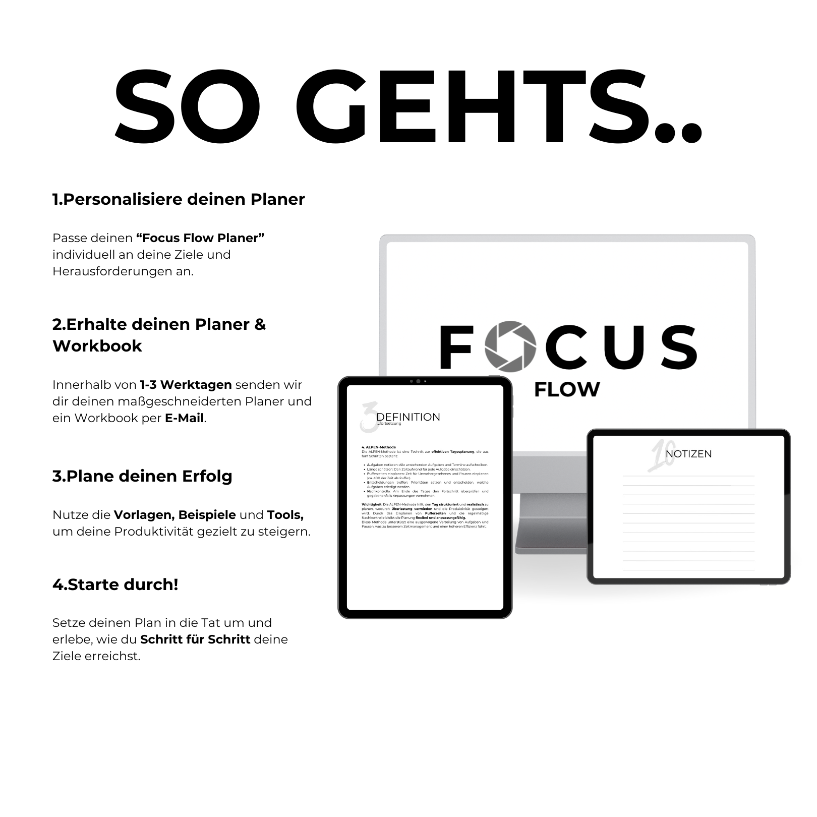 Personalisierter Produktivitätsplaner + Workbook