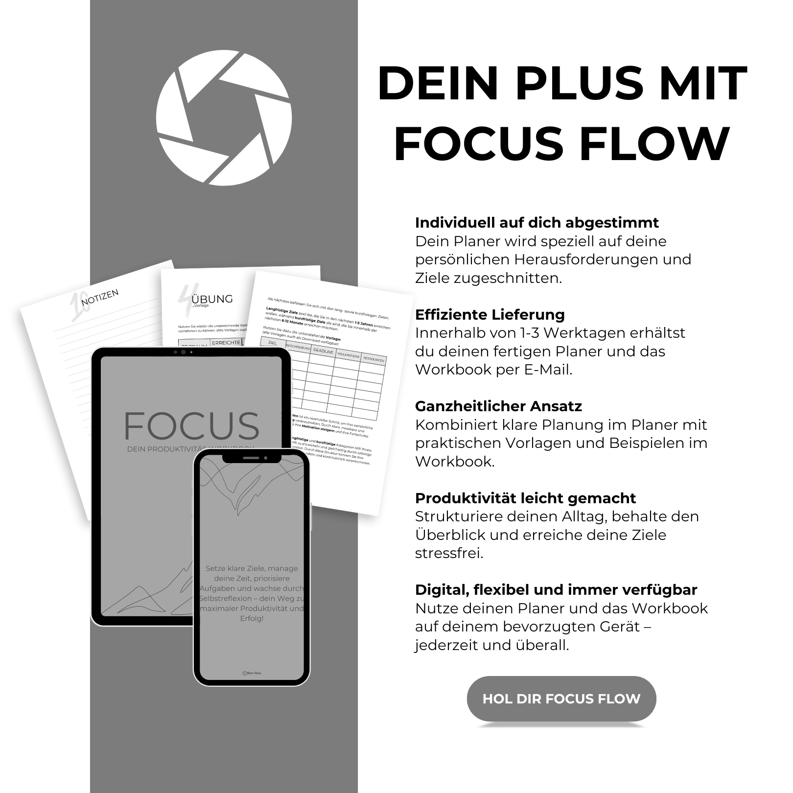 Personalisierter Produktivitätsplaner + Workbook